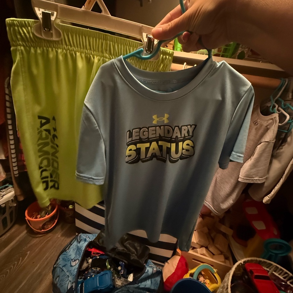 Under Armour Light Blue 'Legendary Status' Tee and green matching short set
